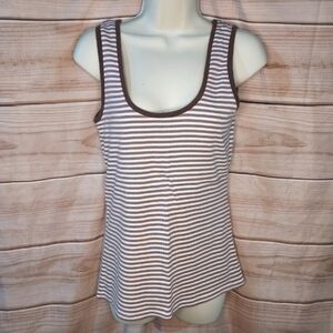 Boden striped tank top cocoa brown cream white 12 / M